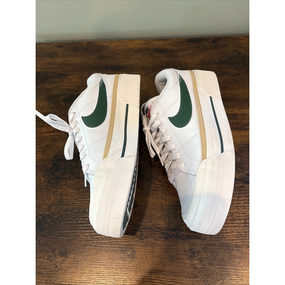 Nike Women’s White Sneakers with Dark Green Swoosh - Picture 4 of 10